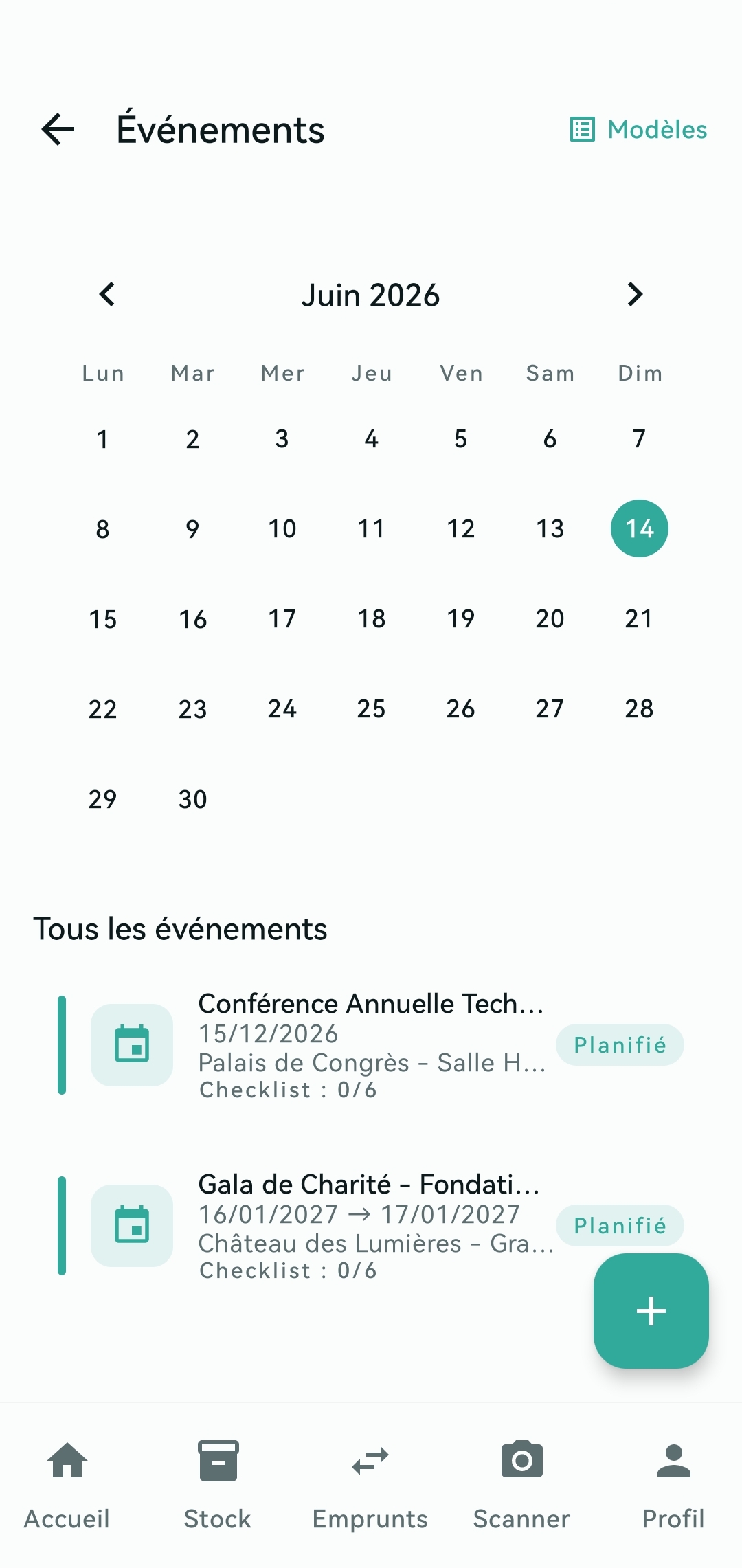 Gestion d'événement