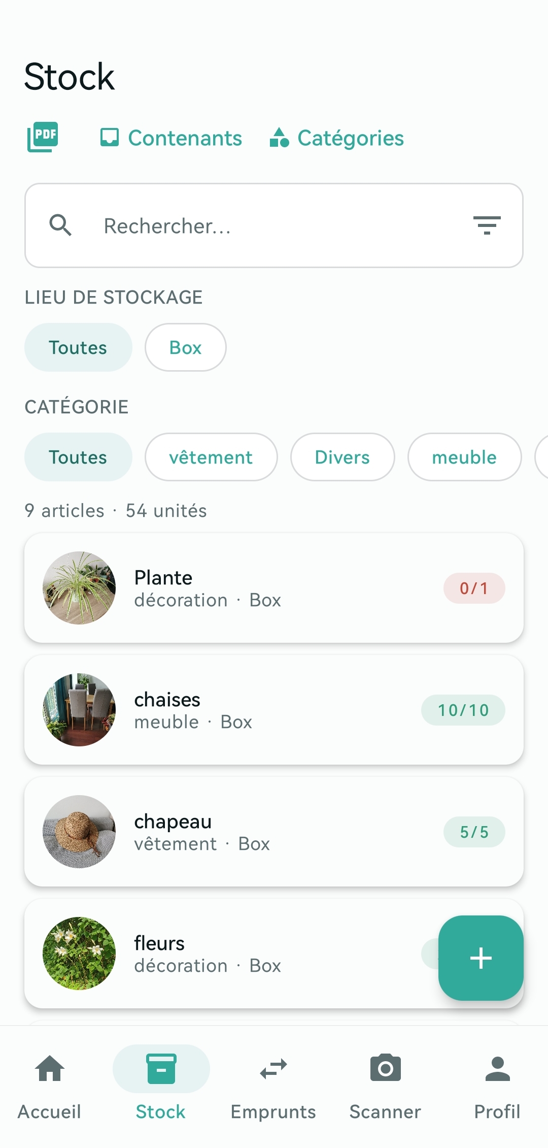 Liste des articles
