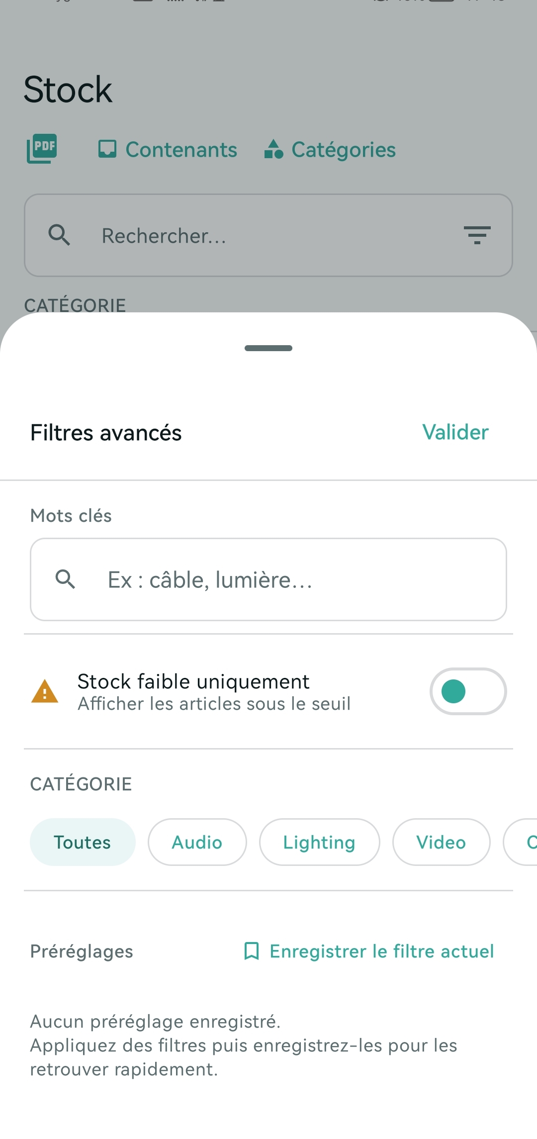 Recherche et filtres