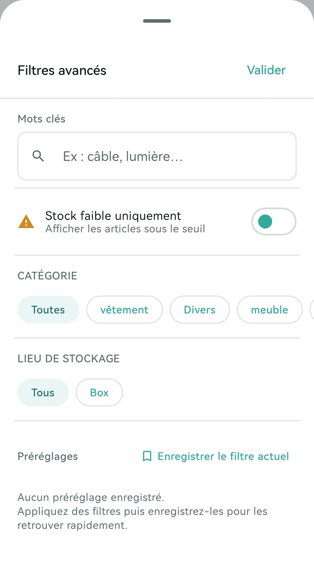 Recherche et filtres
